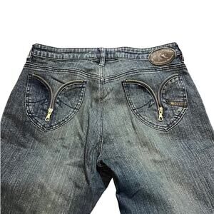 Parasuco Ergonomic Mens Y2K Vintage Flare Jeans Wide Leg Zipper Bootcut Size 33